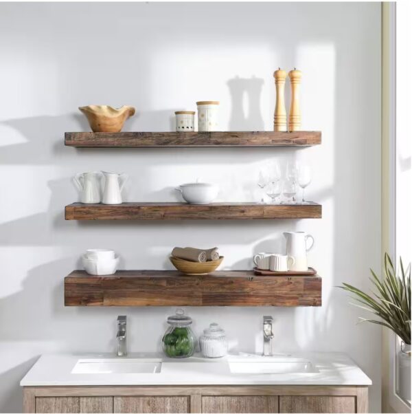 Distressed Floating Shelf Set With Hidden Storage (3 Pcs)