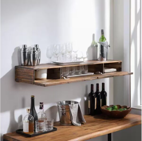 Distressed Floating Shelf Set With Hidden Storage (3 Pcs)