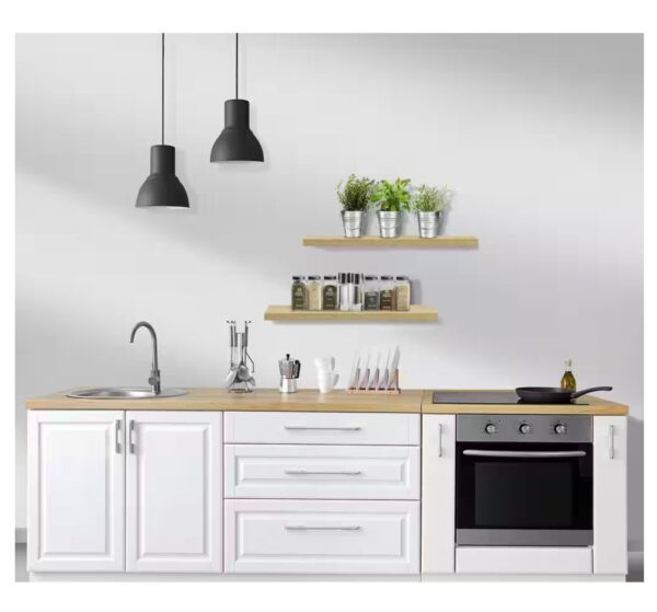 Floating Shelves, 24 in. W x 9 in. D Maple Decorative Wall Shelves with Invisible Brackets (3-Pack)