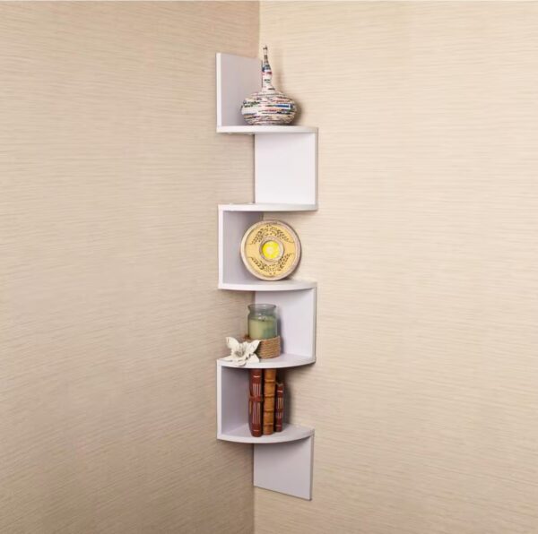 Zig Zag 7.75 in. W x 7.75 in. D Floating Laminate Corner Wall Decorative Shelf in White Finish