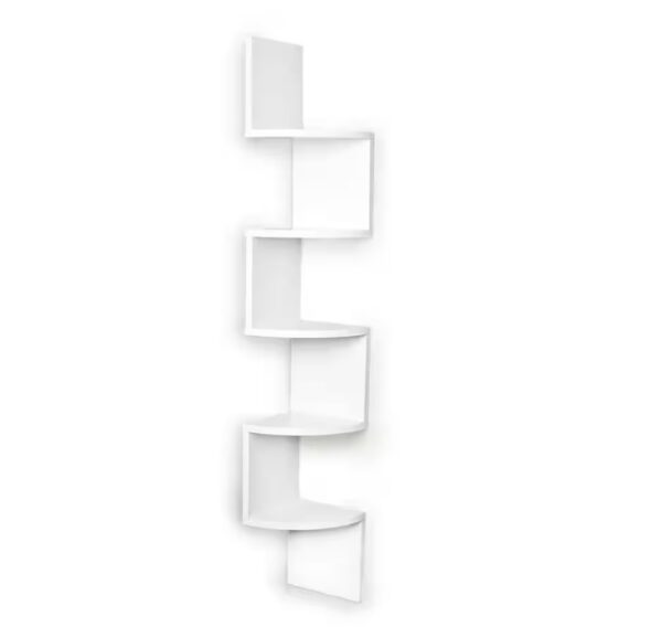 Zig Zag 7.75 in. W x 7.75 in. D Floating Laminate Corner Wall Decorative Shelf in White Finish