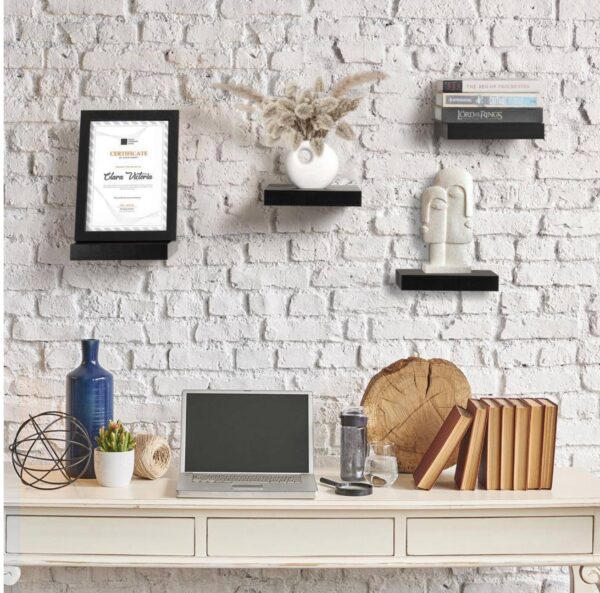 Floating Shelves, 9.25 in. x 9.25 in. Black Decorative Wall Shelves