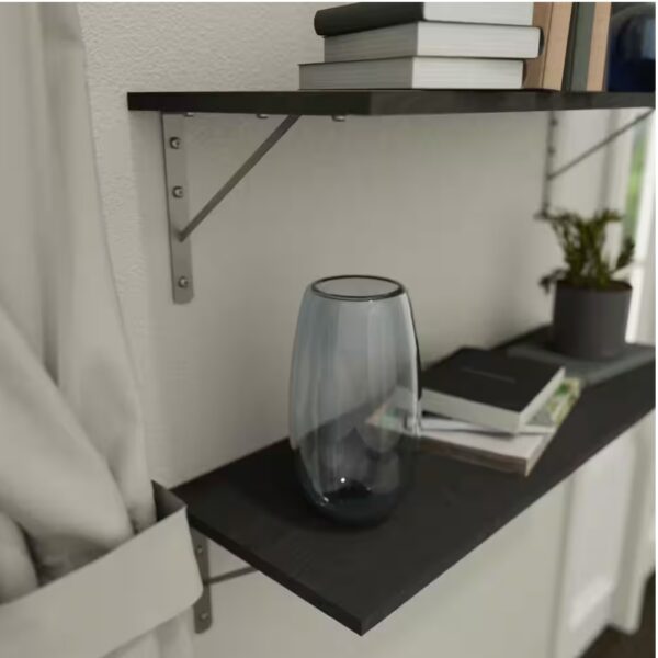 12 in. W x 72 in. D, Black, Laminate, Decorative Wall Shelf