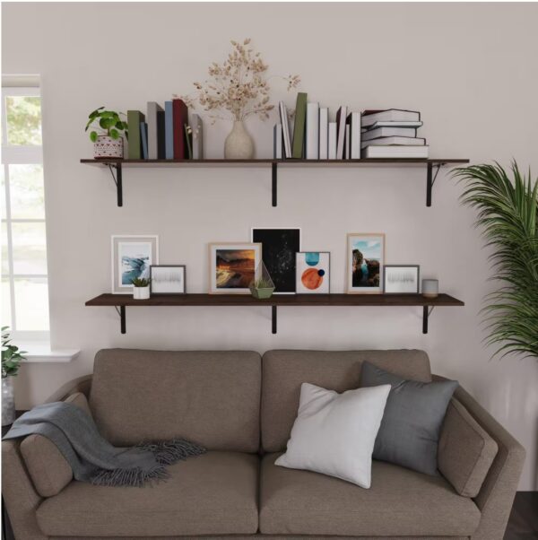 12 in. W x 72 in. D, Chestnut, Laminated Decorative Wall Shelf